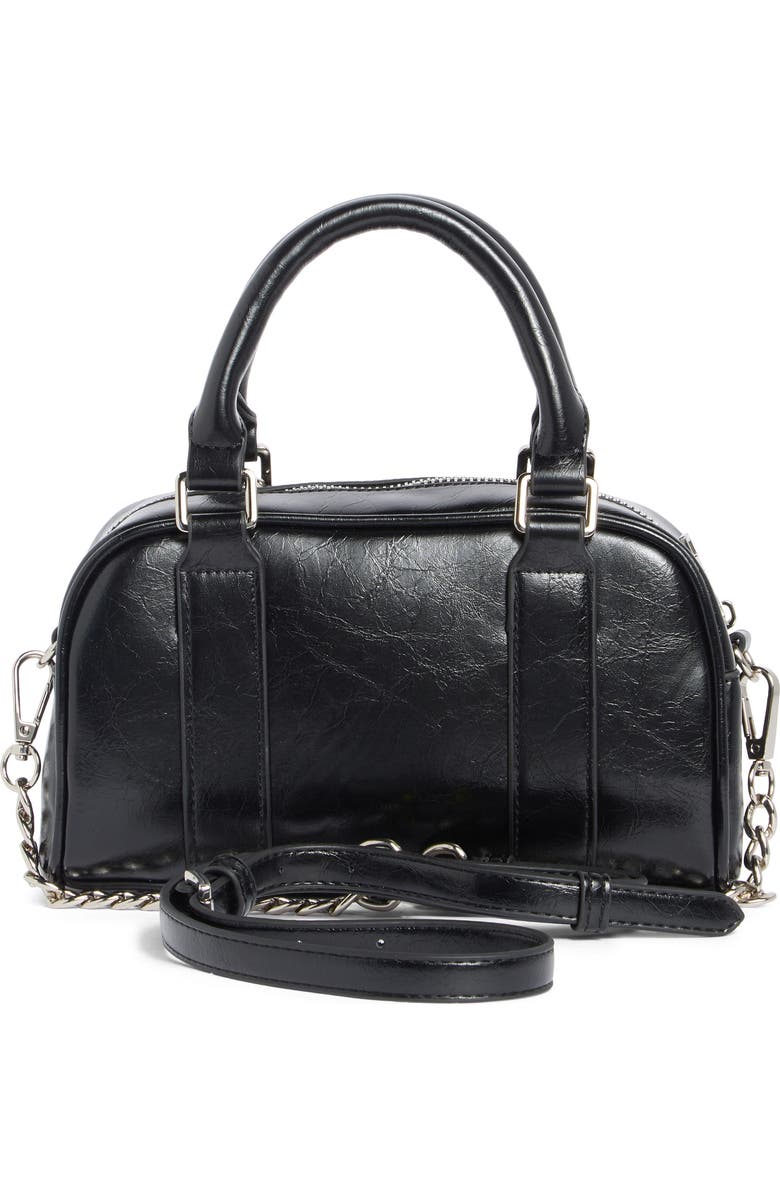 Madden Girl Kids' Crinkle Faux Leather Bowler Bag, Alternate, color, Black