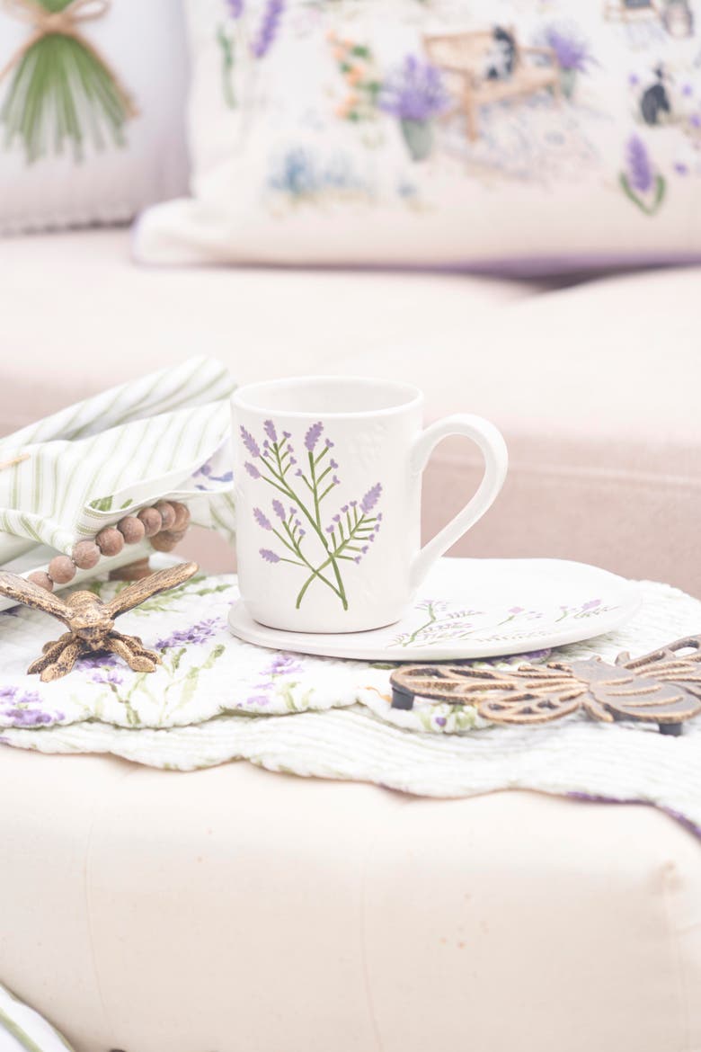Lavender Wagon Field Village Print Indoor/Outdoor Accent Throw Pillow 18" x 18", Alternate, color, Purple