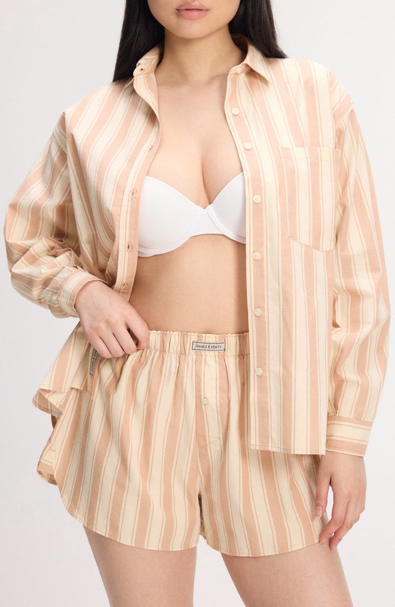 SAVAGE X FENTY Kickback Casuals Pajama Boxers, Alternate, color, Lowlit Beige/ Sienna