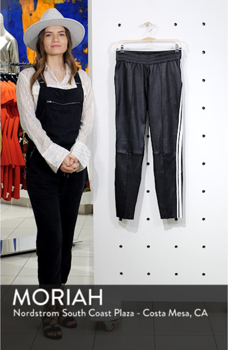 Two-Stripe Leather Jogger Pants, sales video thumbnail