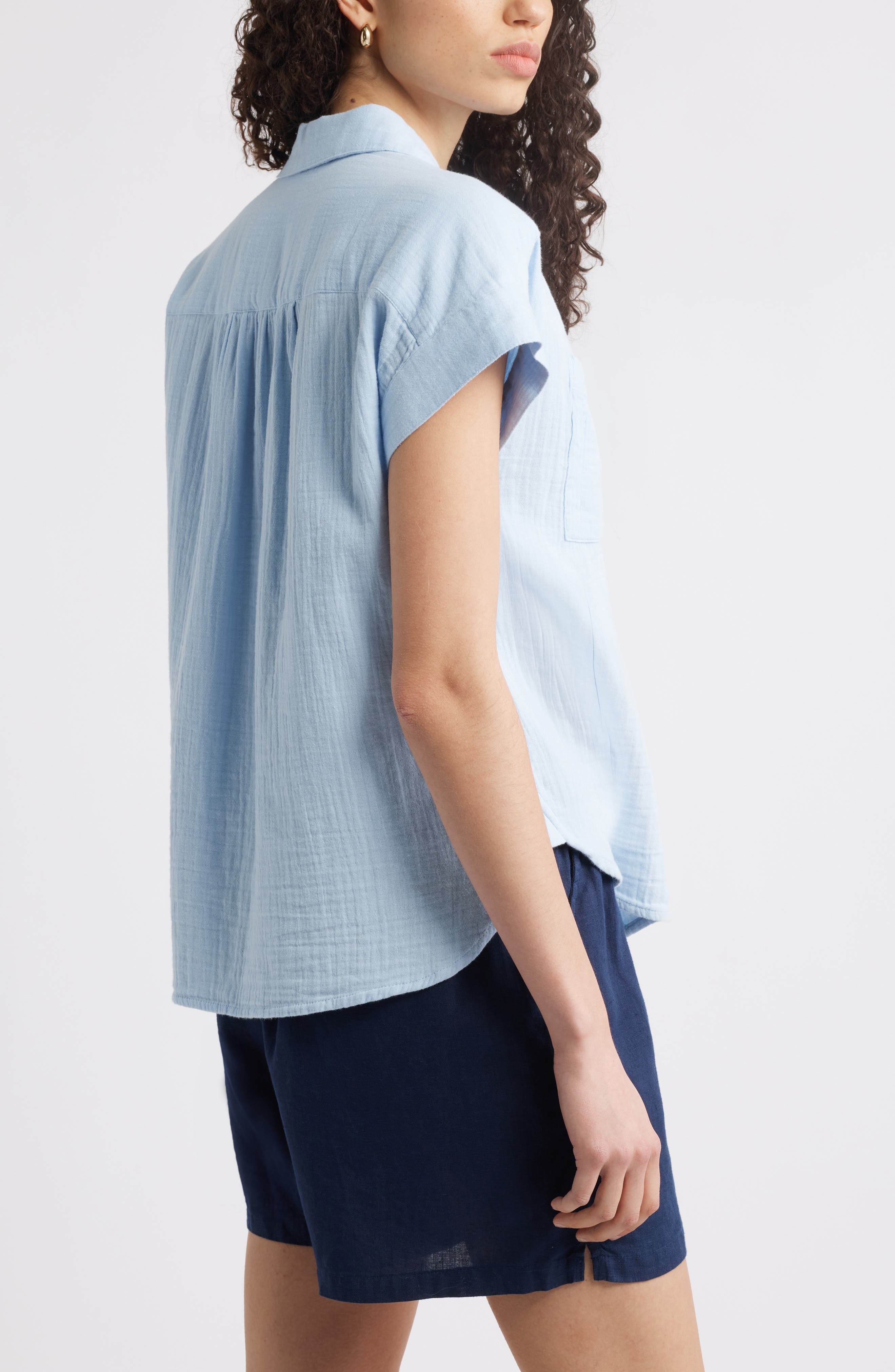 Женские Caslon® Cotton Gauze Button-Up Shirt — фото 3
