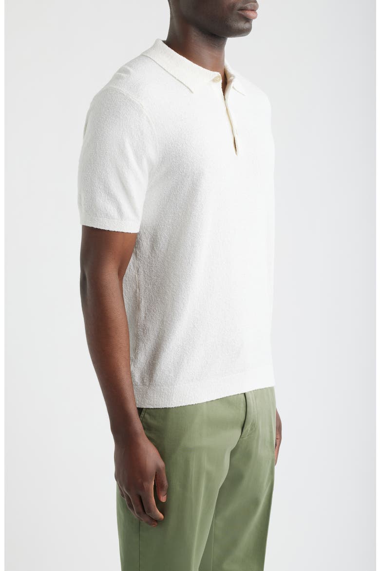 Solid Bouclé Polo, Alternate, color, WHITE