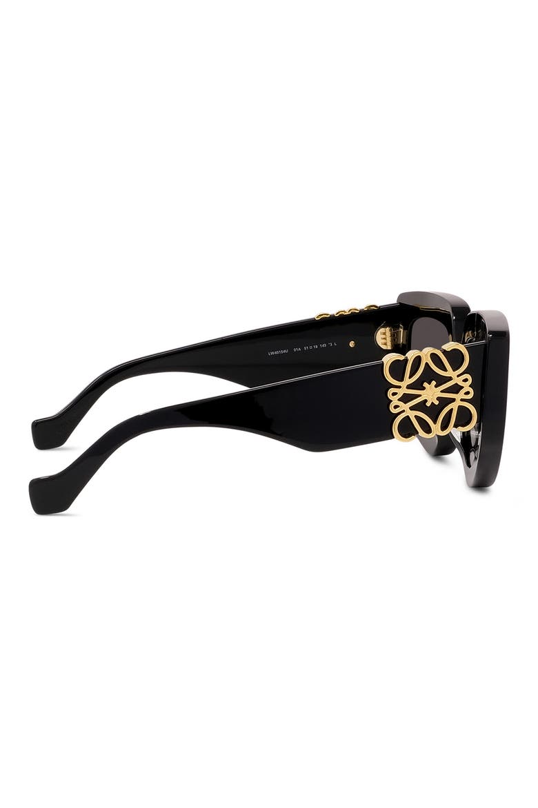 Anagram 51mm Geometric Sunglasses, Alternate, color, SHINY BLACK / SMOKE