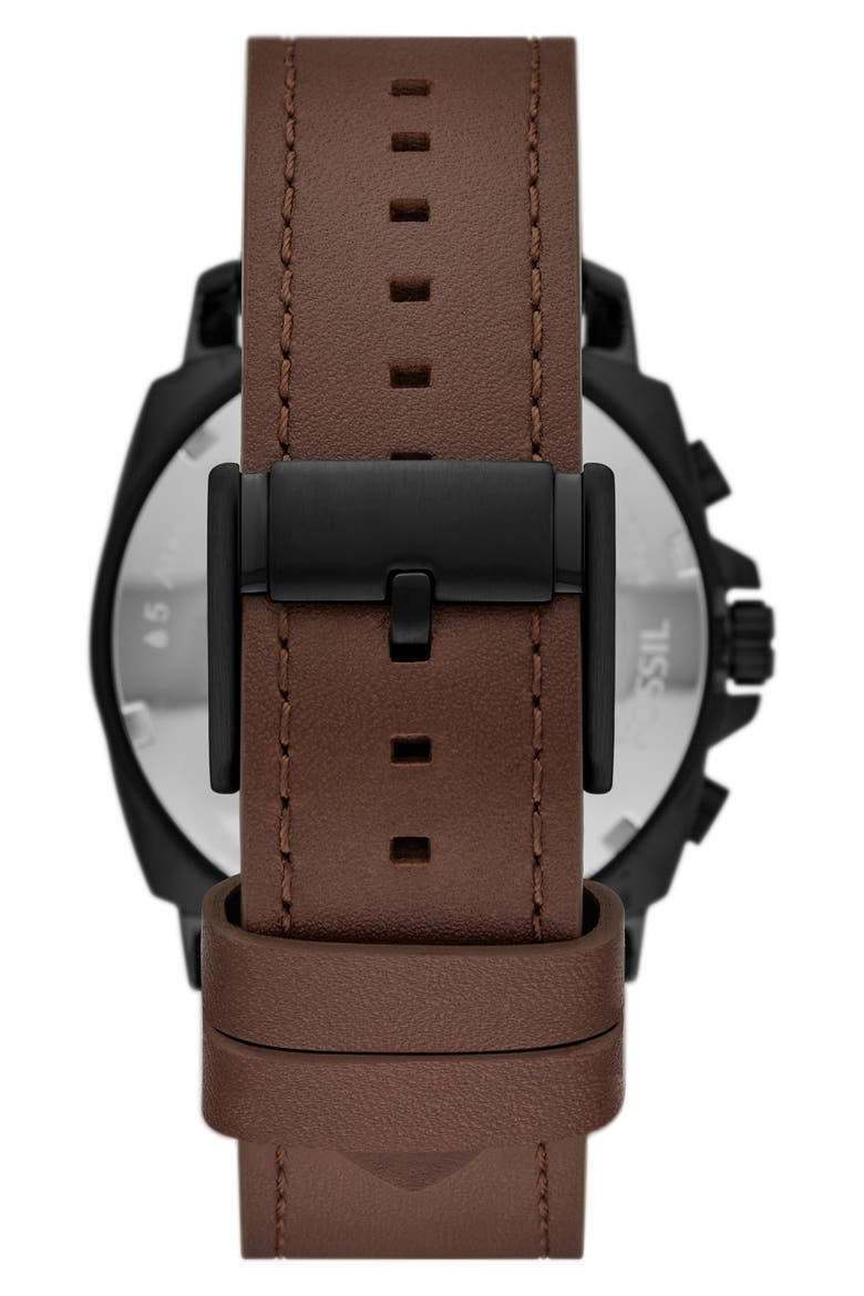 Privateer Chronograph Quartz Leather Strap Watch, 45mm, Alternate, color, BLACK