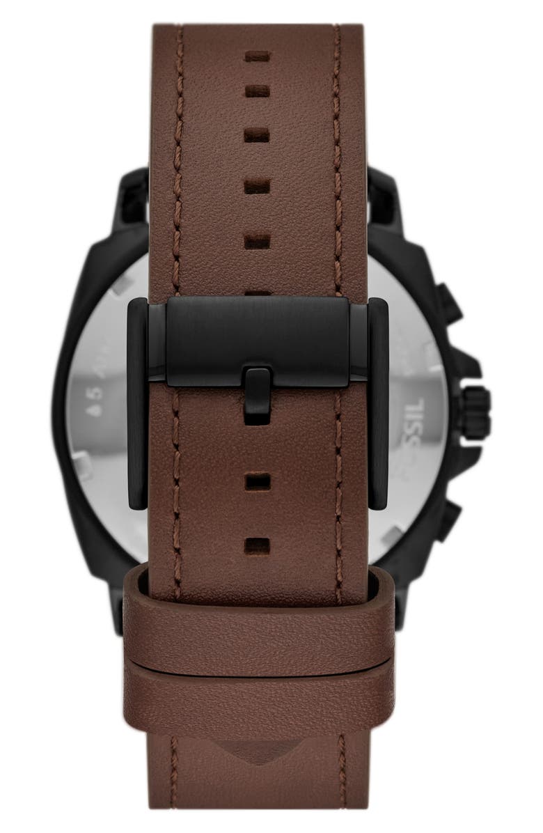 Fossil Privateer Chronograph Quartz Leather Strap Watch, 45mm, Alternate, color, 