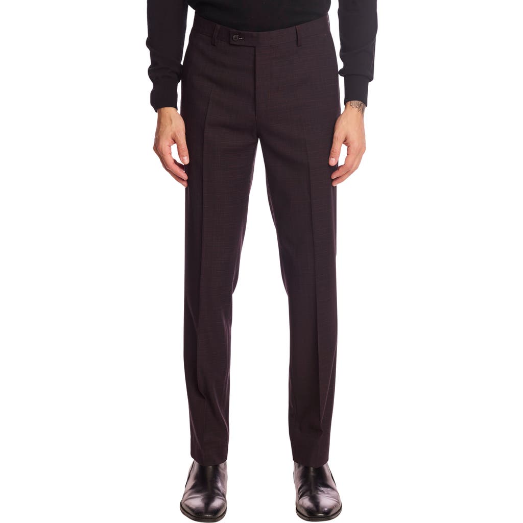Paisley & Gray Downing Slim Fit Flat Front Grid Dress Pants In Purple