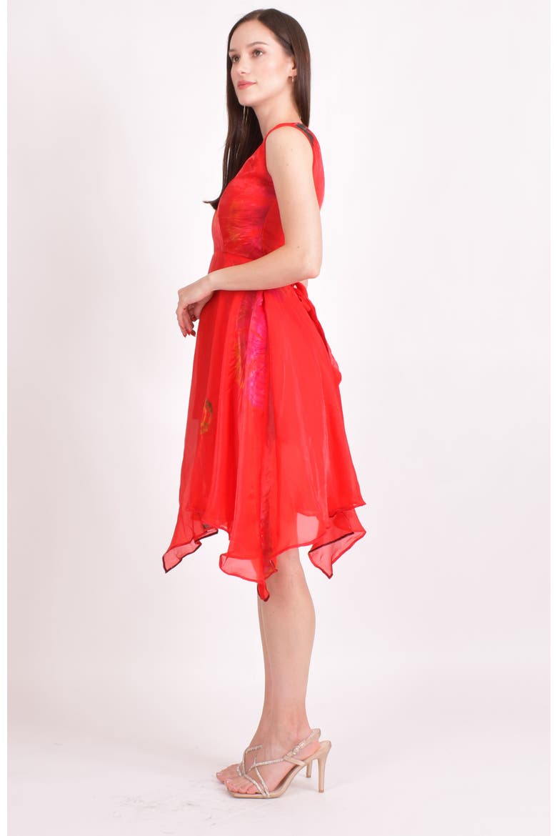 Kleo Hand Tie Dye High Low Dress, Alternate, color, Red