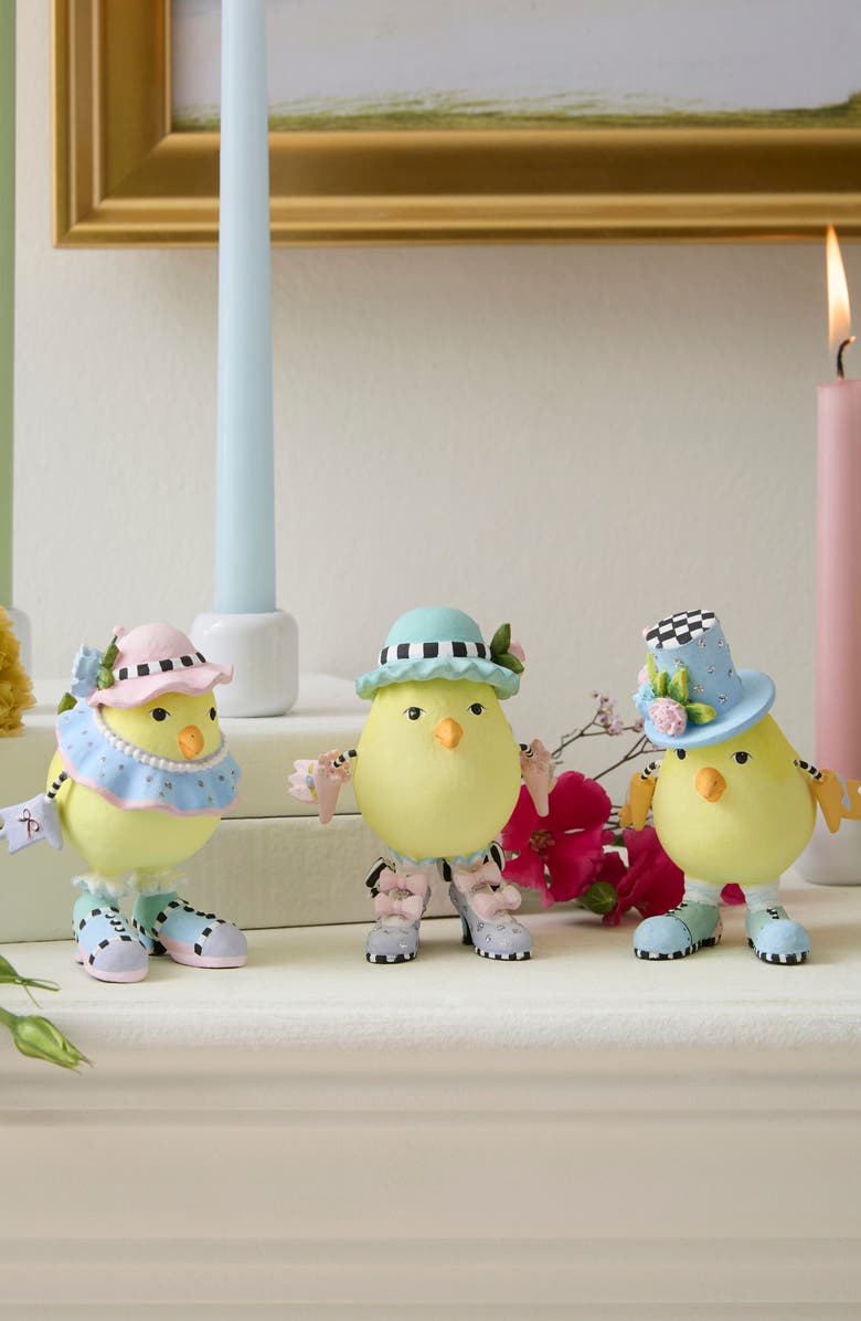 MACKENZIE CHILDS Patience Brewster Set of 3 Chick Figurines, Alternate, color, Yellow