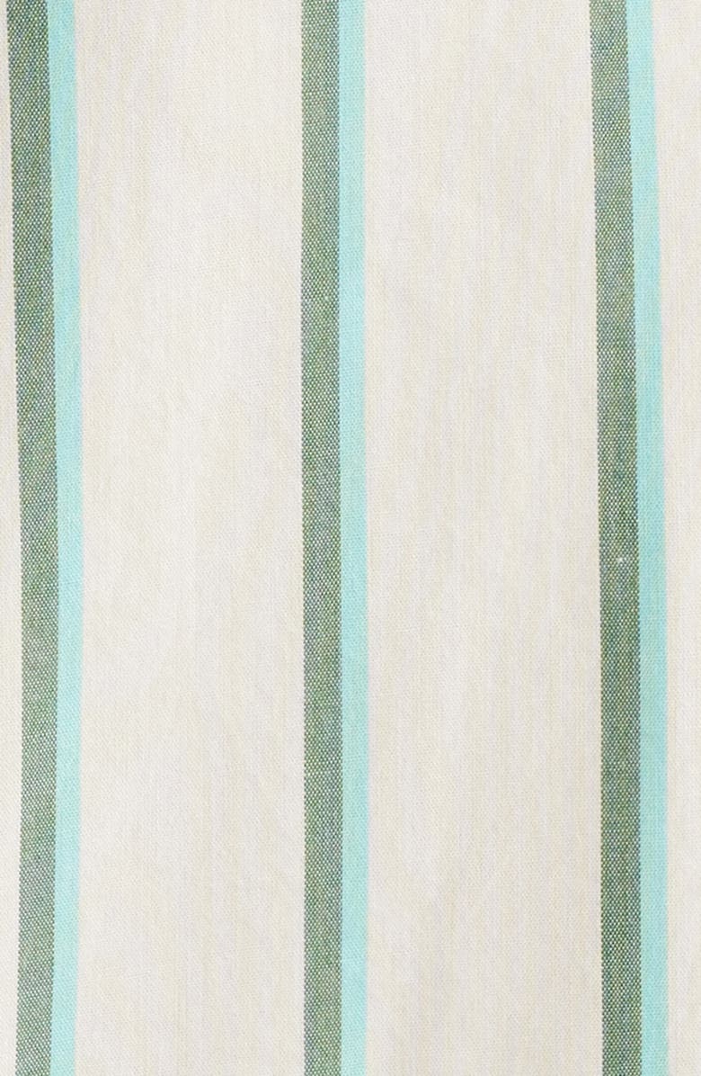 Brixton Cru Oxford Stripe Short Sleeve Cotton Blend Button-Up Shirt, Alternate, color, Beige/Pine Needle/Green
