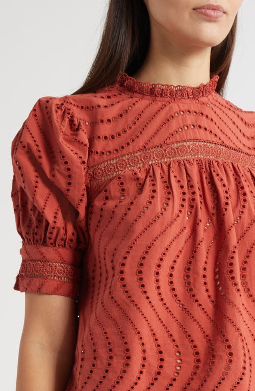 Ulla Johnson Virginia Lace Collar Puff Sleeve Top In Brown