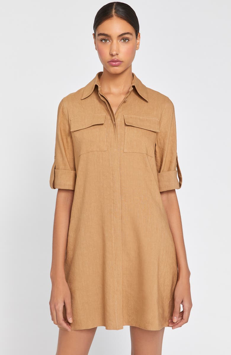 Alice + Olivia Kiera Silk Mini Shirtdress, Alternate, color,