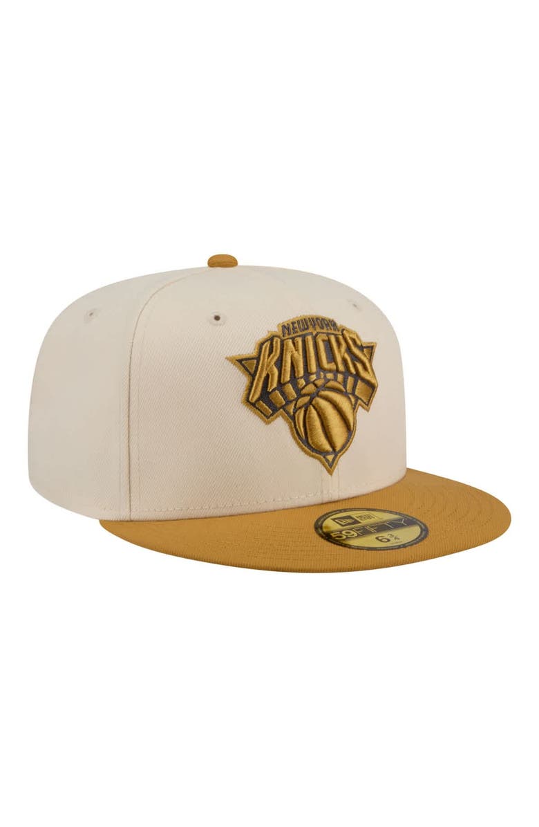 New Era Men's New Era Cream/Tan New York Knicks Two-Tone Color Pack 59FIFTY Fitted Hat, Alternate, color, Cream
