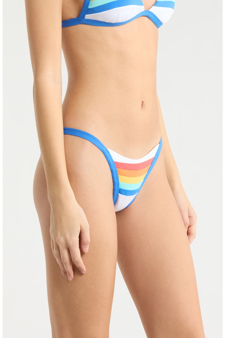 Surf Stripe Cheeky Bikini Bottoms, Alternate, color, WHITE