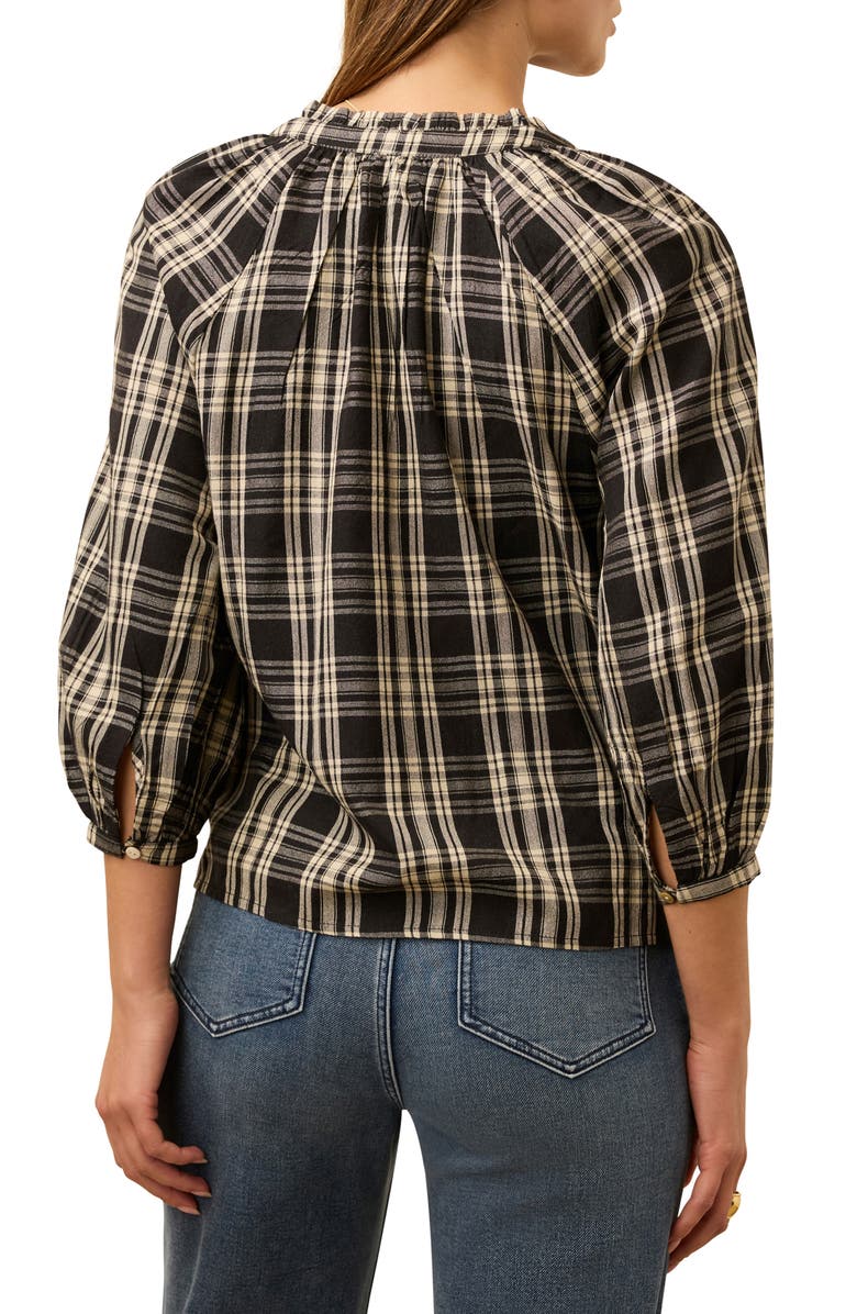 Faherty Portia Plaid Top, Alternate, color, Black And White Plaid