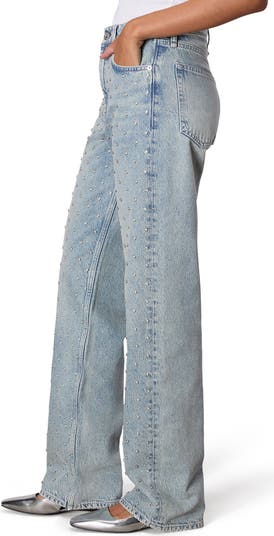 Shea Studded High Waist Straight Jeans