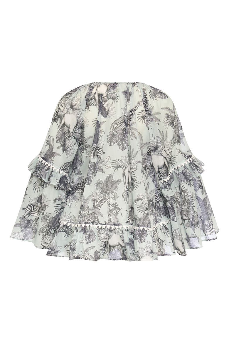 Printed Batist Blouse With Ruffles, Alternate, color, Mint