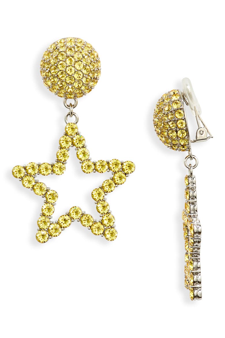 Star Drop Clip-On Earrings, Main, color, YELLOW