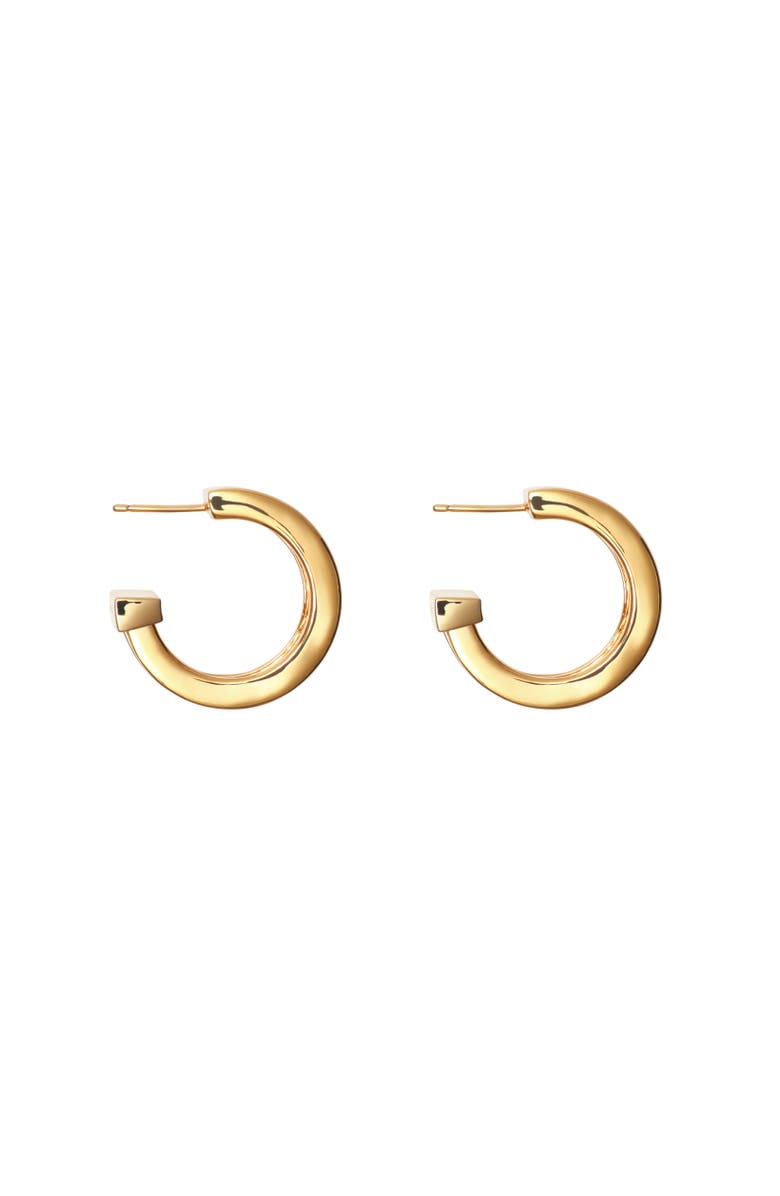 Burberry Engraved Check Hoop Earrings, Alternate, color, Gold