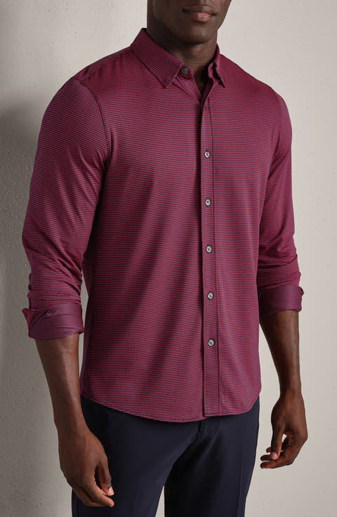 Commuter® Slim Fit Sharktooth Wrinkle Resistant Stretch Button-Up Shirt