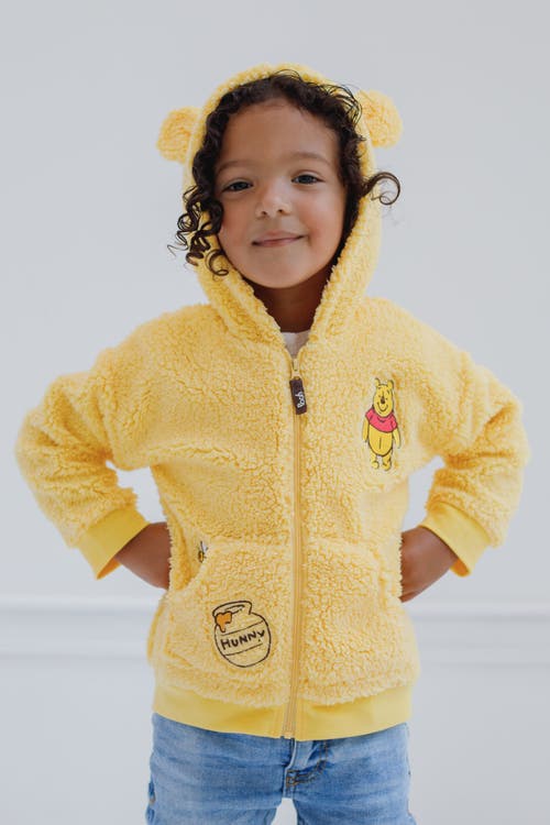 Disney Faux Shearling Hoodie In Yellow