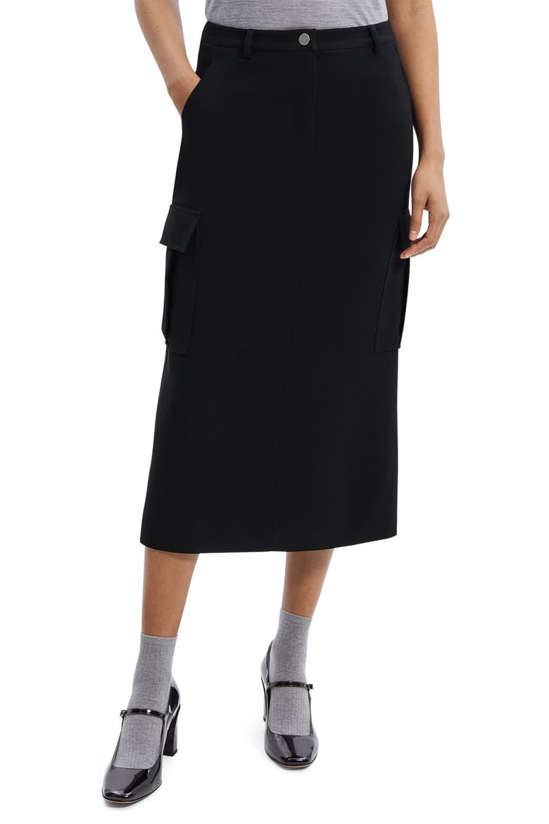 Cargo Midi Skirt, Main, color, BLACK