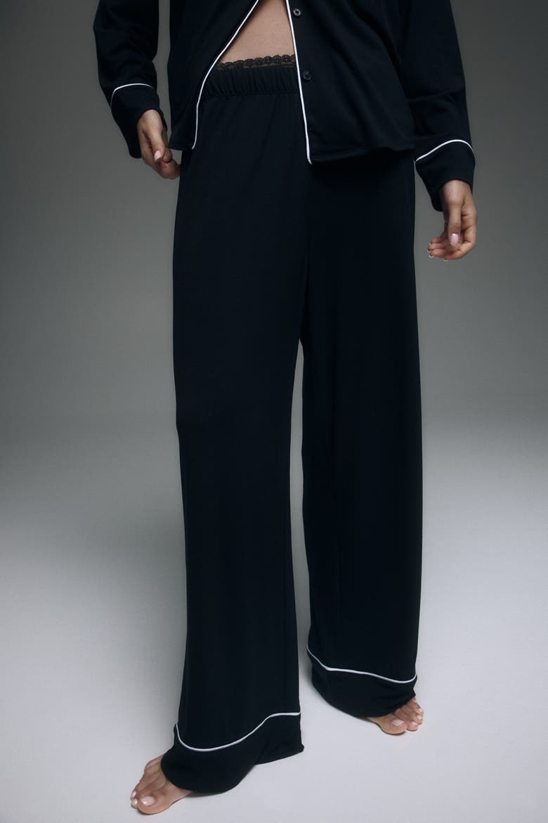 Viscose-blend Pyjamas, Alternate, color, Black