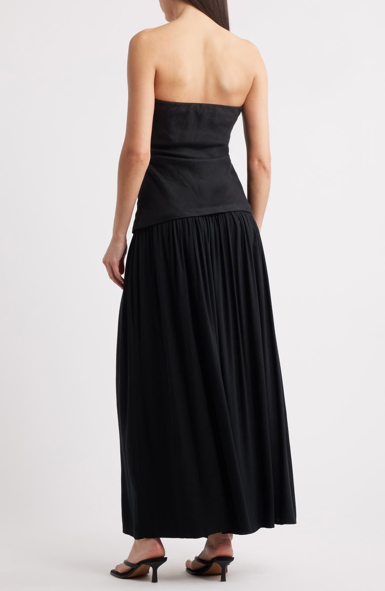 Hedy Strapless Mixed Media Drop Waist Maxi Dress