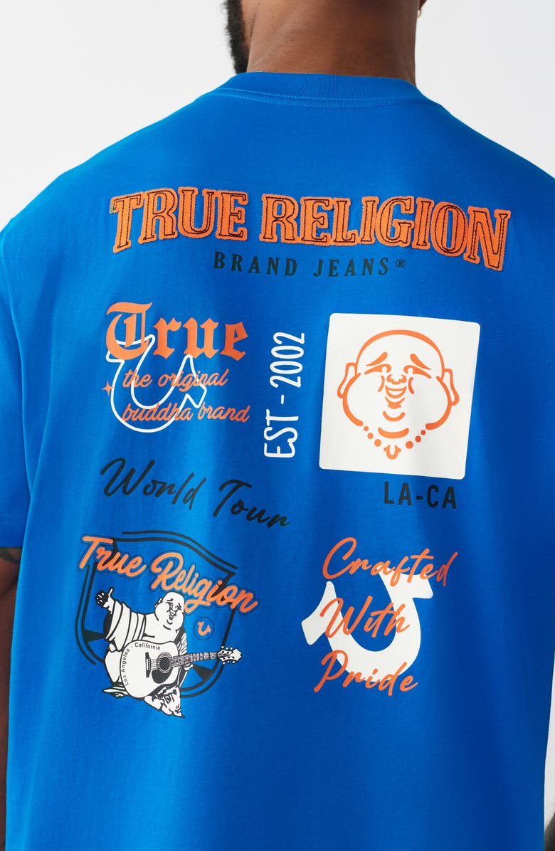 True Religion Logo Applique Graphic T-Shirt, Alternate, color, Imperial Blue