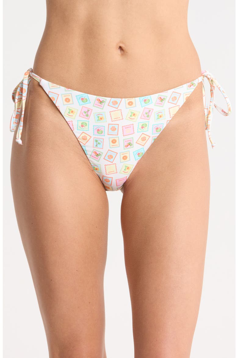 Mia Side Tie Bikini Bottoms, Main, color, COLLECTING STAMPS