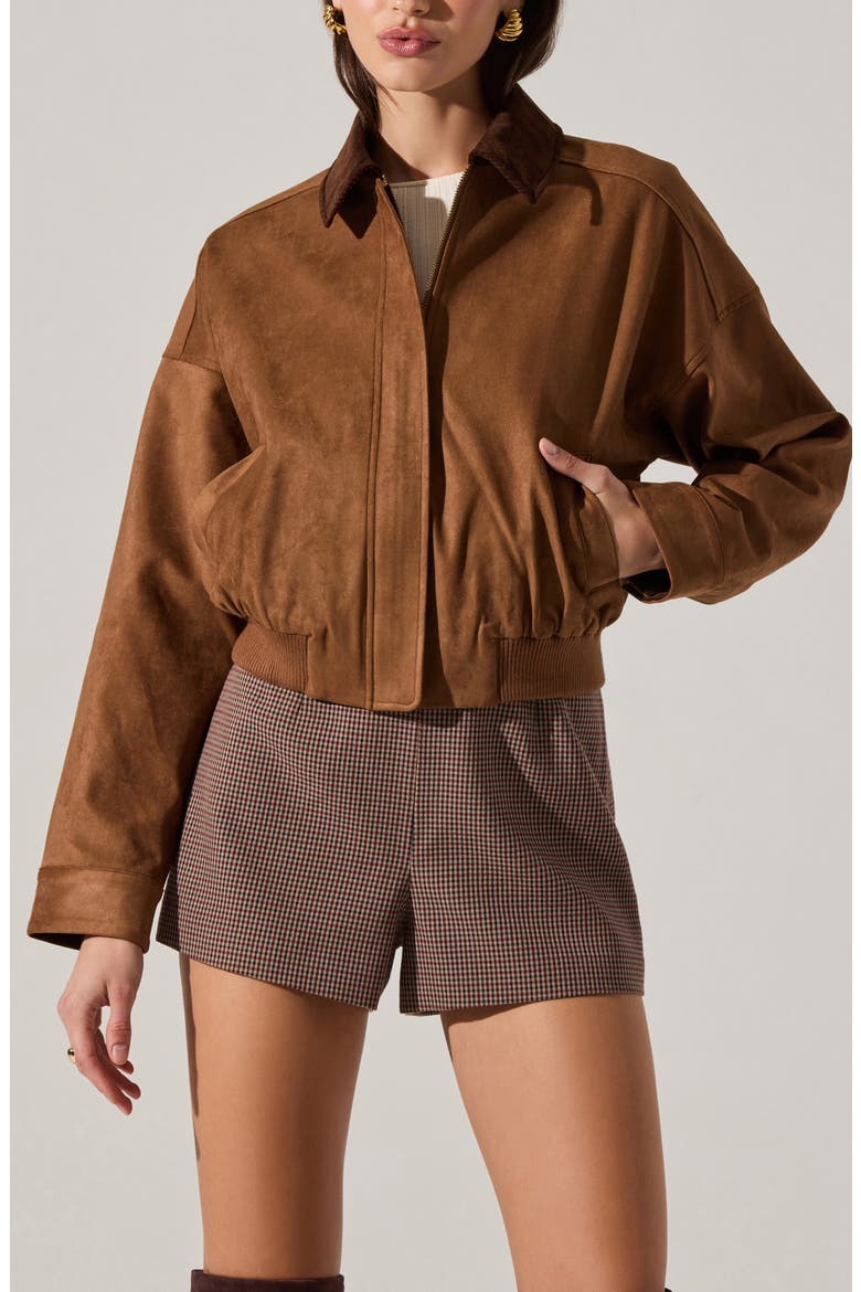 Sorine Faux Suede Jacket, Main, color, CAMEL