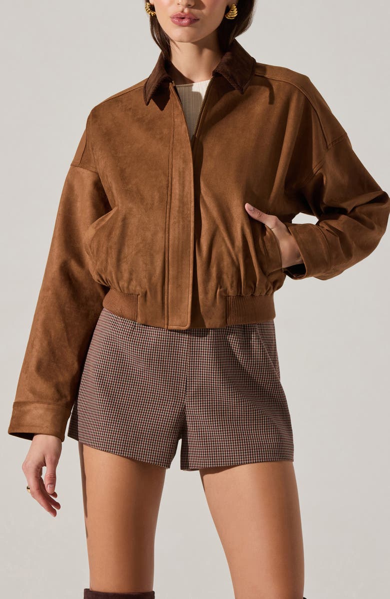 ASTR the Label Sorine Faux Suede Jacket, Main, color, Camel