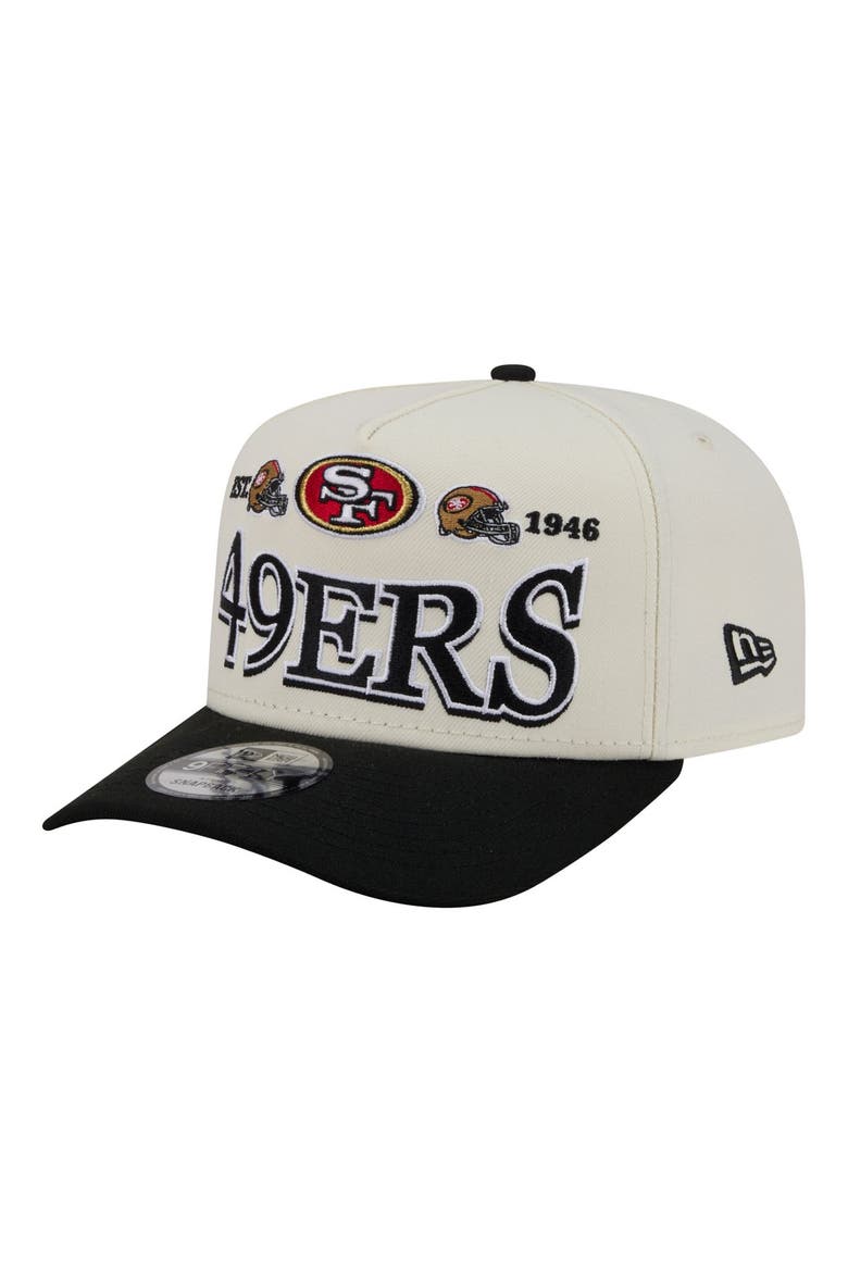 Men's New Era  Cream/Black San Francisco 49ers A-Frame 9FIFTY Snapback Hat, Alternate, color, Cream