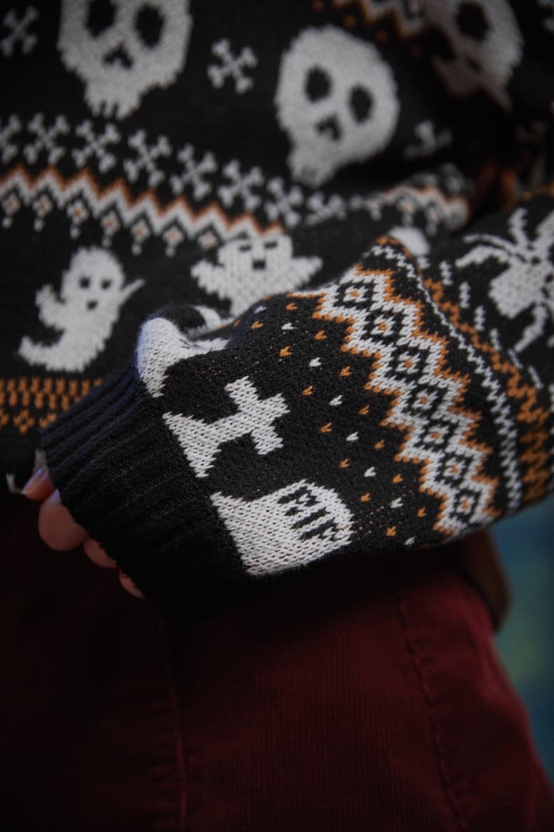 Fairly Frightful Fair Isle Halloween Sweater, Alternate, color, Creepin' It Cozy