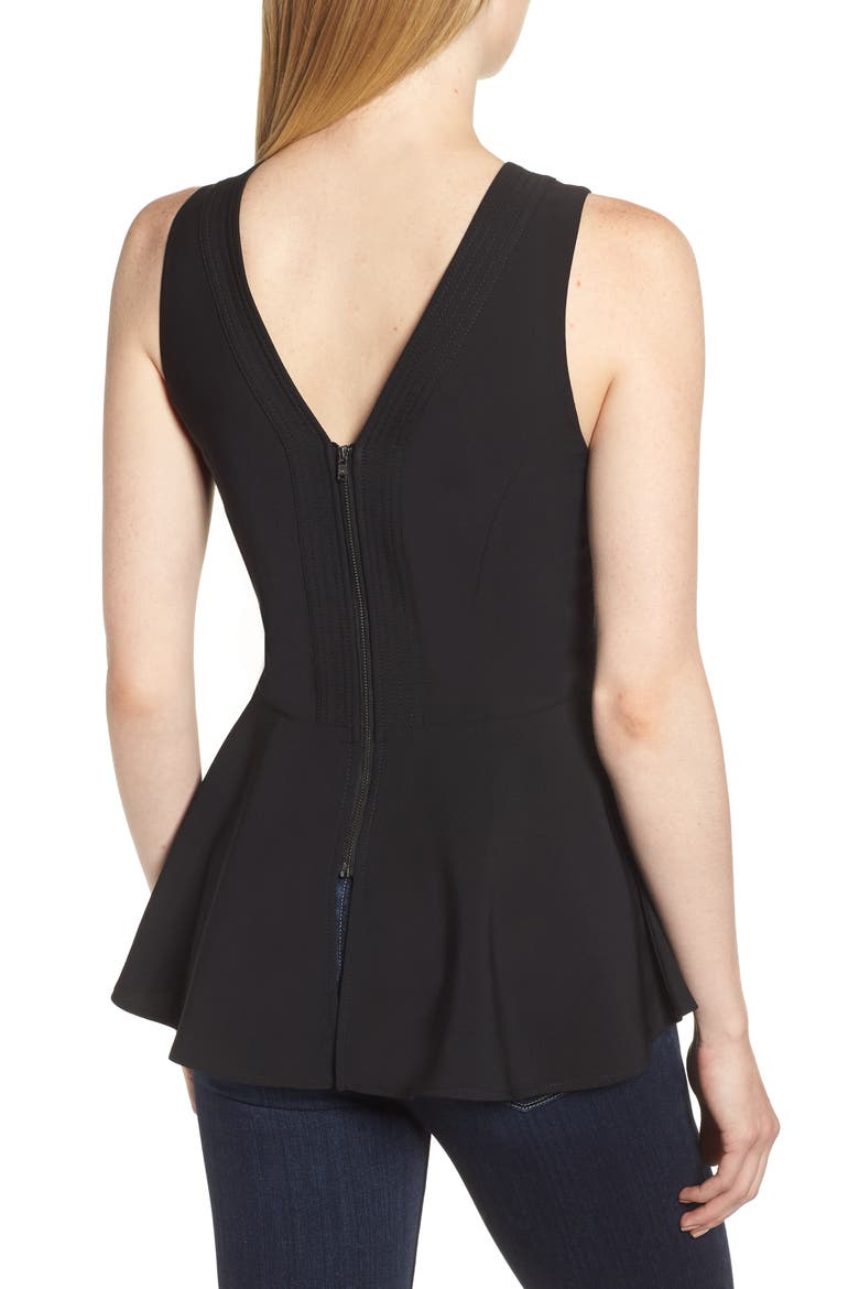 Back Zip Peplum Top, Alternate, color, BLACK