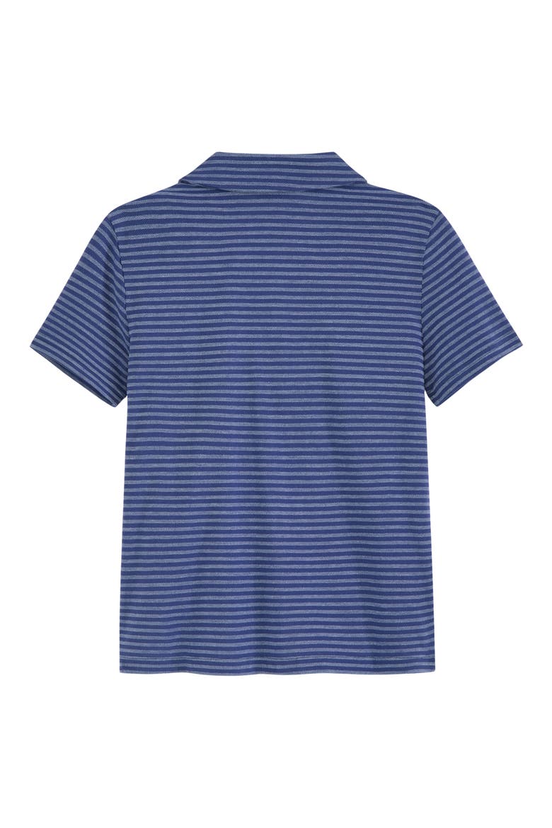 Kids' Stripe Cotton Jersey Piqué Polo, Alternate, color, BLUE DEPTHS