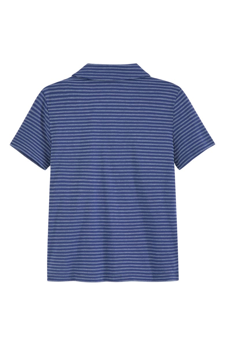 Scotch & Soda Kids' Stripe Cotton Jersey Piqué Polo, Alternate, color, Blue Depths