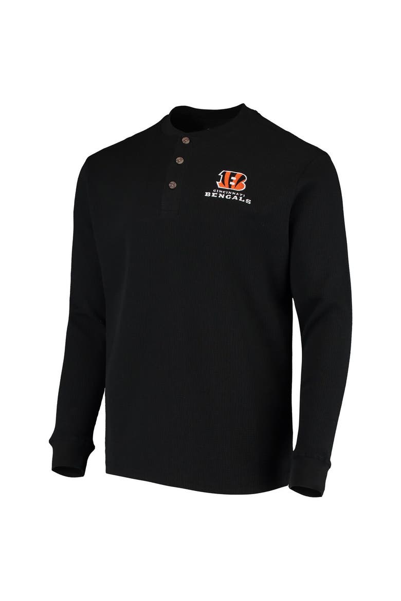Men's Dunbrooke Black Cincinnati Bengals Logo Maverick Thermal Henley Long Sleeve T-Shirt, Alternate, color, Black