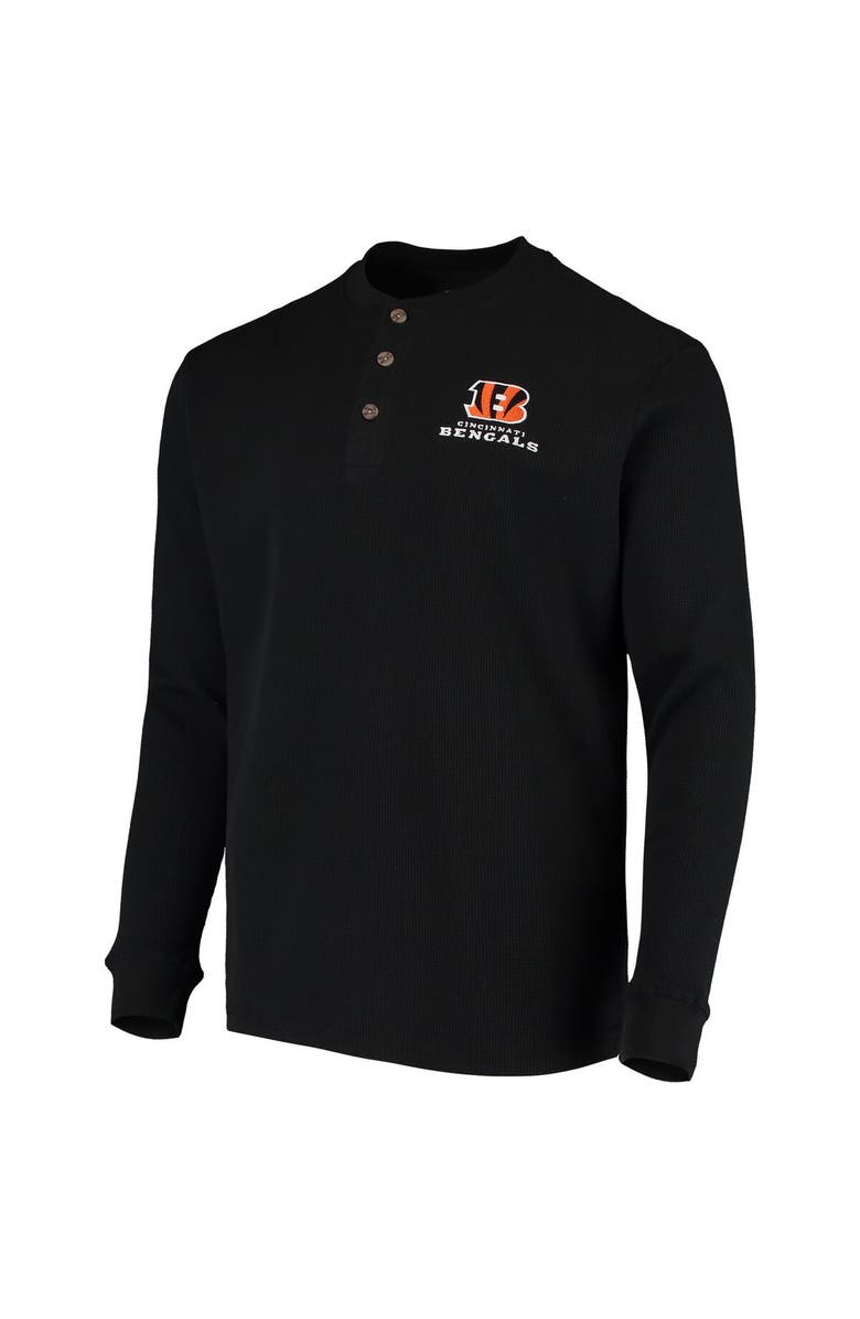 DUNBROOKE Men's Dunbrooke Black Cincinnati Bengals Logo Maverick Thermal Henley Long Sleeve T-Shirt, Alternate, color, Black