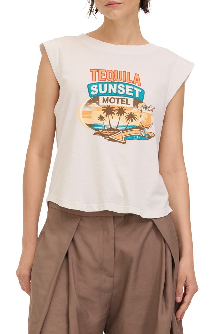 Tequila Sunset Cutoff Graphic T-Shirt, Main, color, VINTAGE WHITE