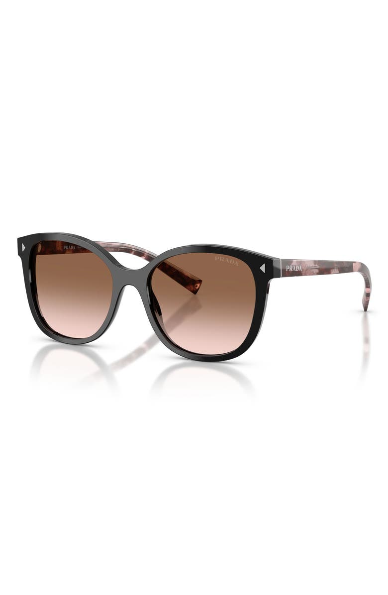 Prada 53mm Gradient Square Sunglasses, Alternate, color, Black / Brown Gradient