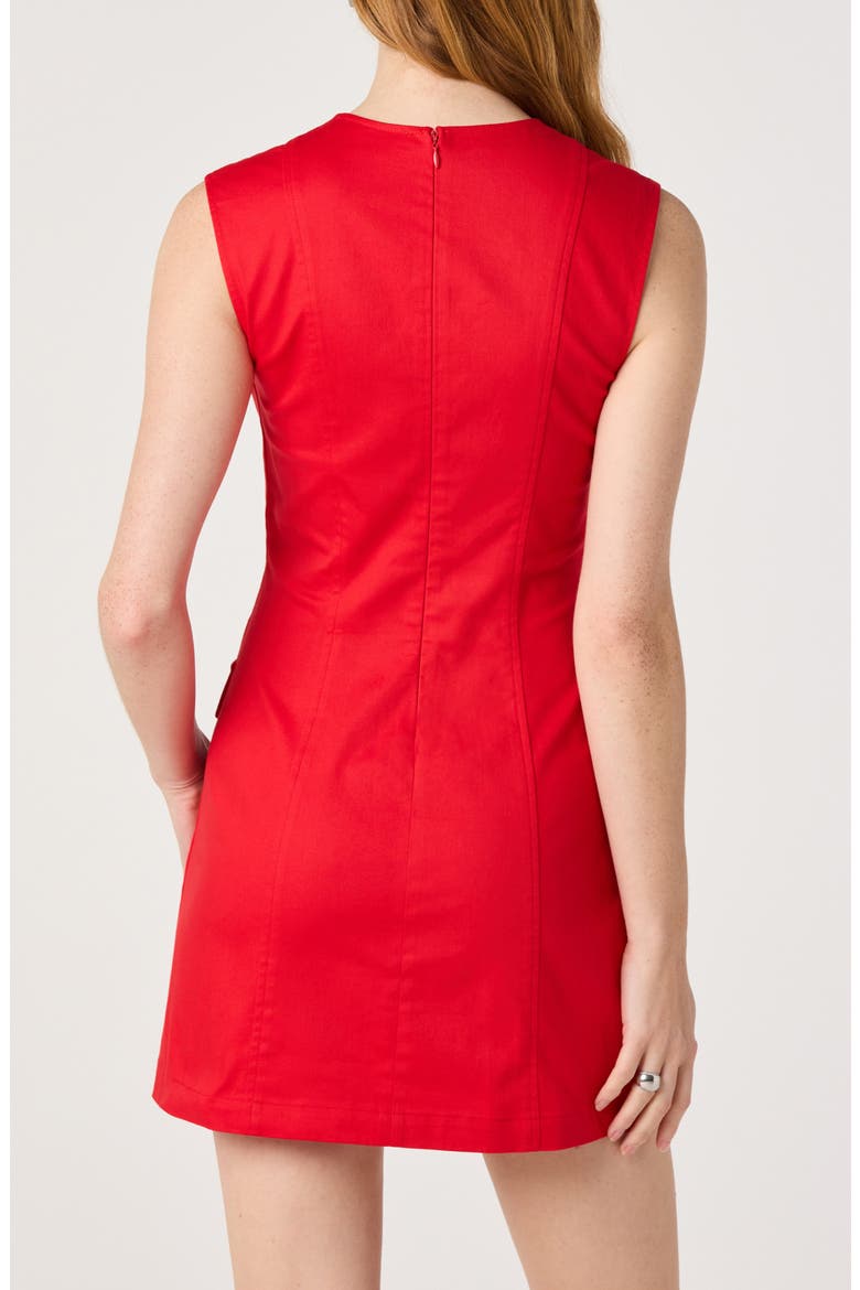 Button Front Stretch Cotton Minidress, Alternate, color, RED