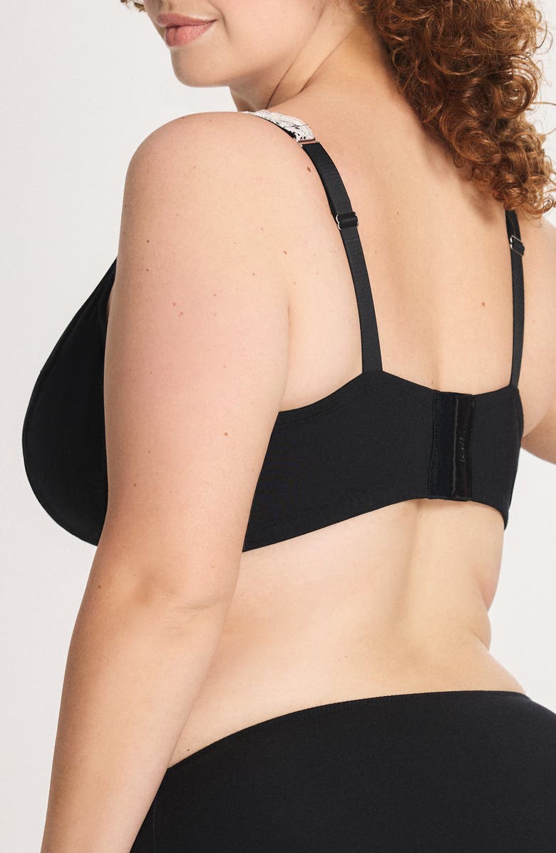 SAVAGE X FENTY Swirly Girly Unlined Plunge Bra, Alternate, color, Black Caviar/ White Tea