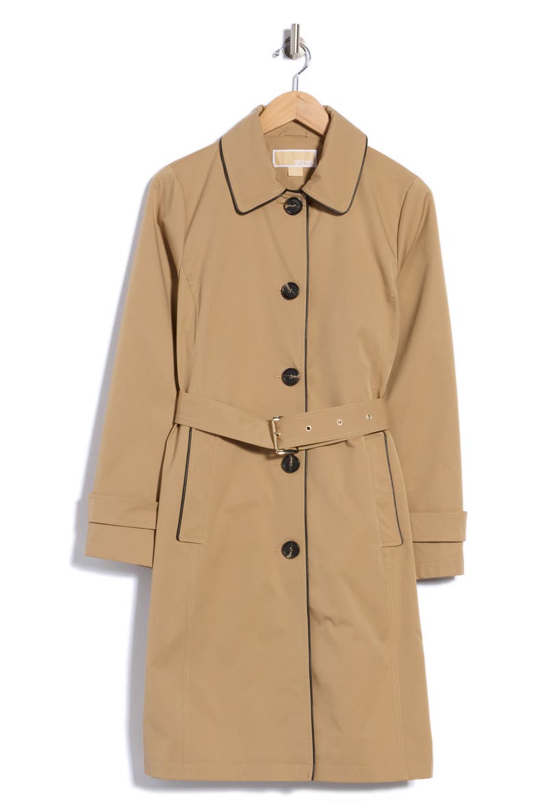 Belted A-Line Rain Coat, Alternate, color, DK CAMEL