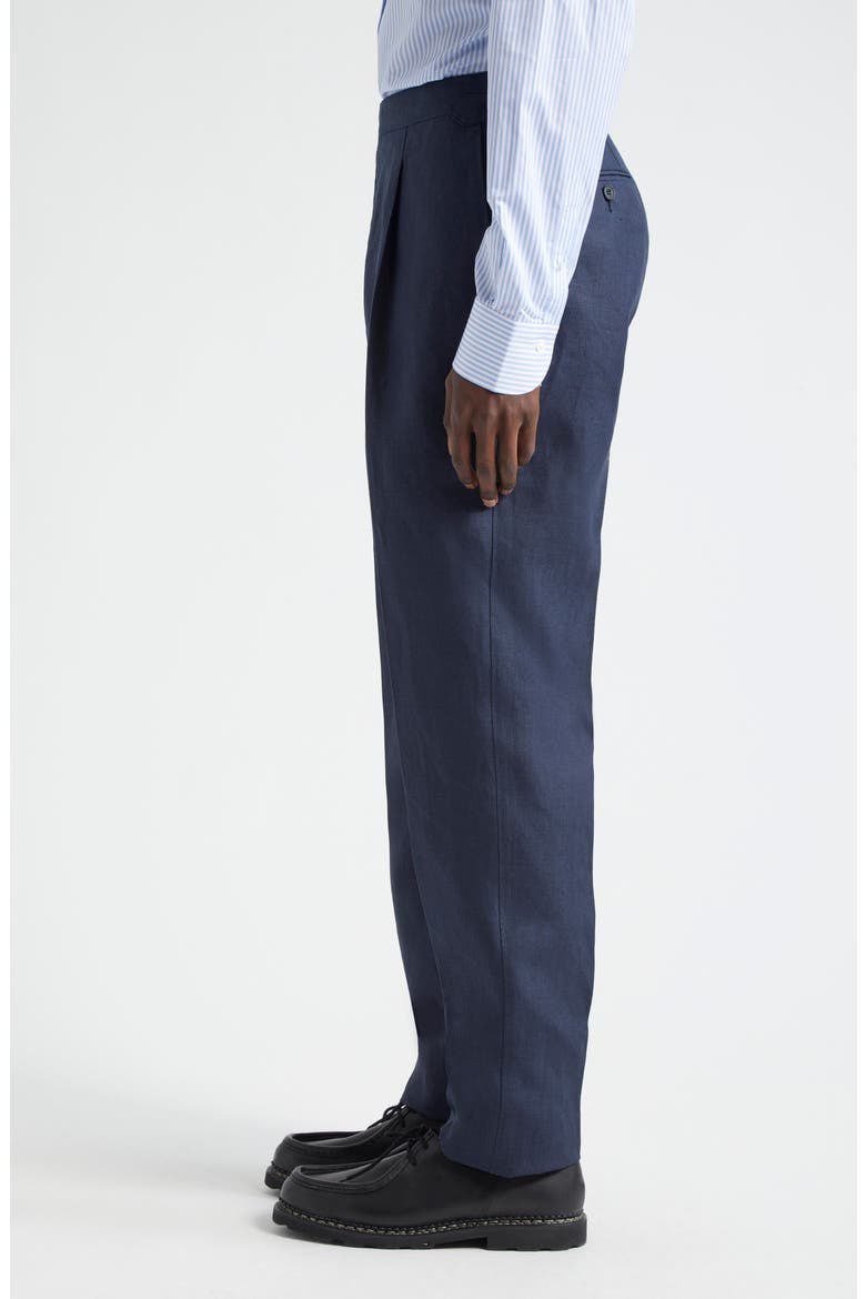 Tailored Pleated Linen Pants, Alternate, color, NAVY