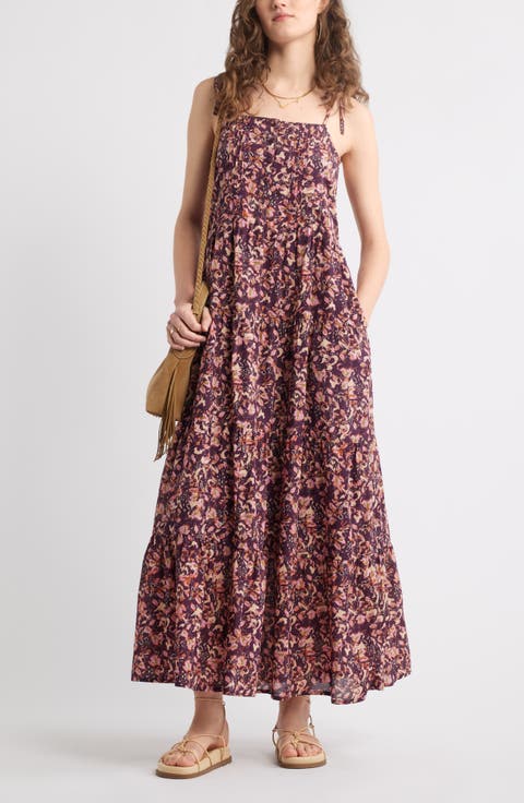 Tie Shoulder Tiered Maxi Dress
