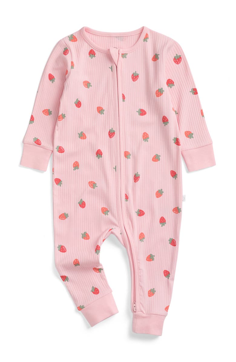 MORI Ribbed Two Way Zip-Up Romper, Main, color, Strawberry Crystal Rose