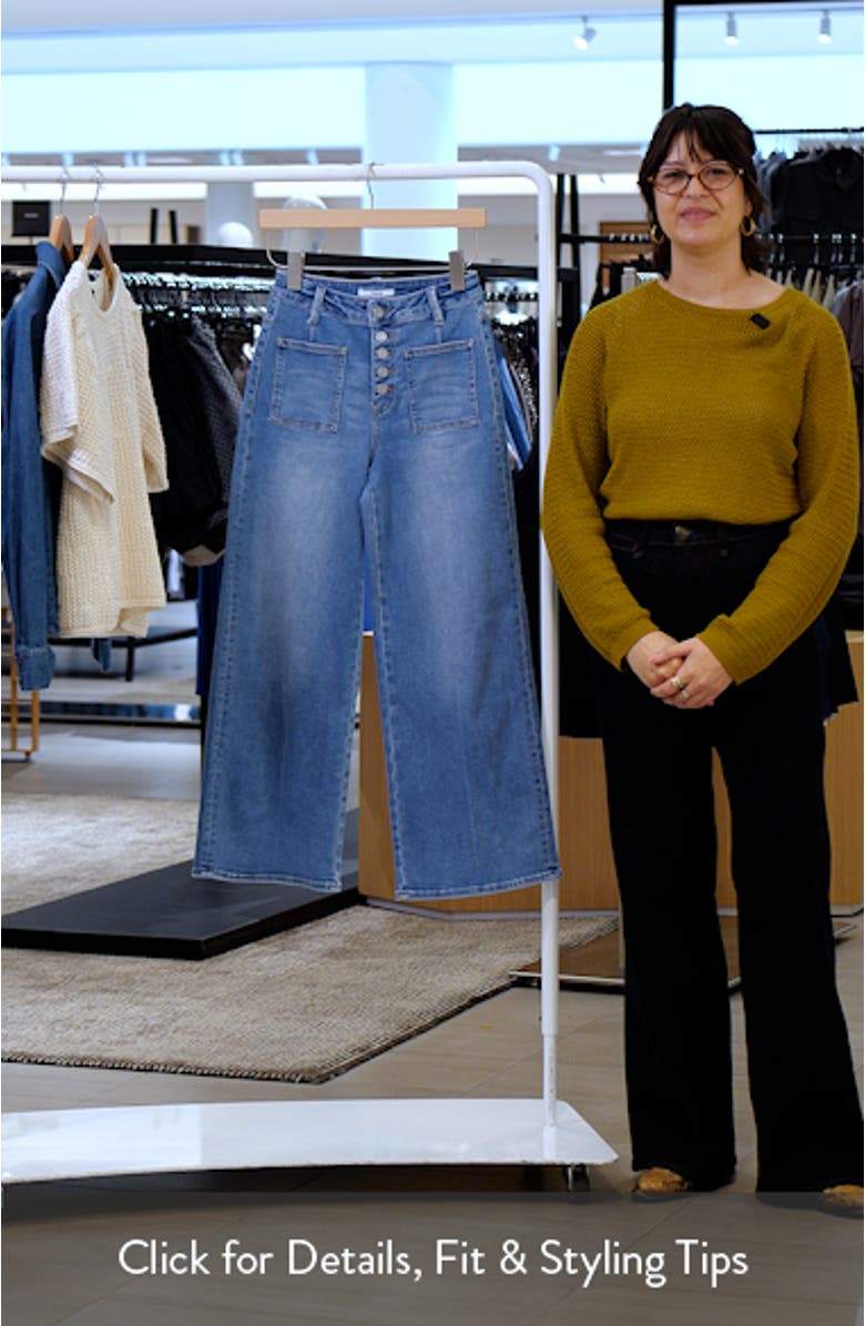 Orson Exposed-Button Fly Wide Leg Jeans, sales video thumbnail