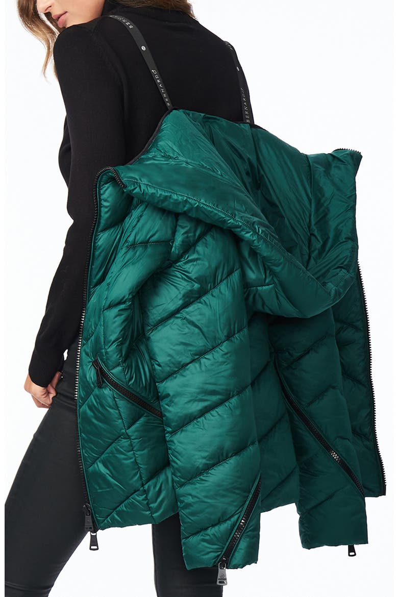 Water Resistant Hooded Puffer Coat, Alternate, color, FOREST GREEN