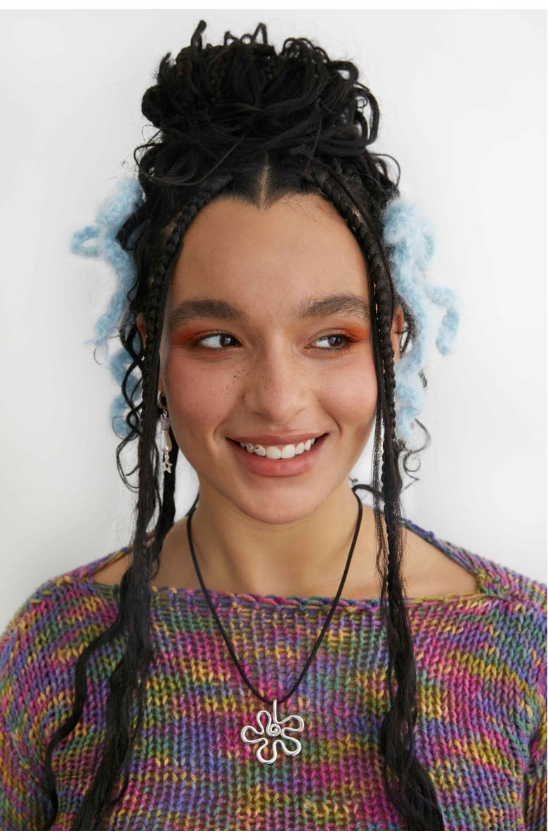 Velvet Luna Cord Necklace With Flower Charm, Alternate, color, Black