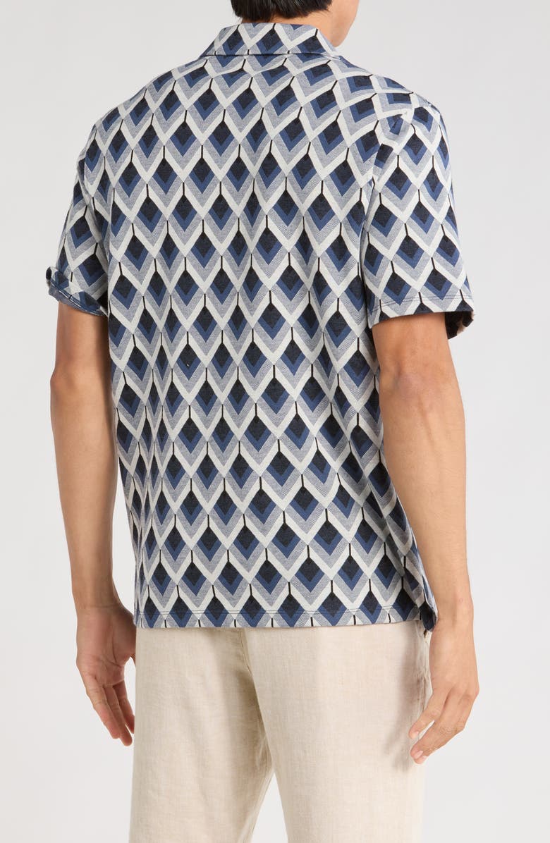 JASON WU Jacquard Camp Shirt, Alternate, color, Blue Combo
